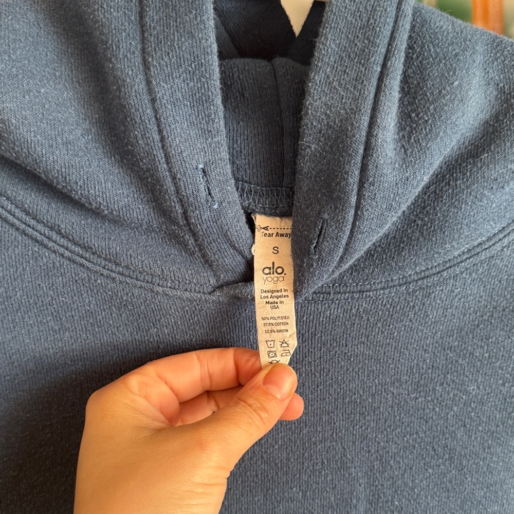 ALO Yoga Women's Cropped Hooded Turtleneck Sweater - Slate Blue - Picture 3 of 3